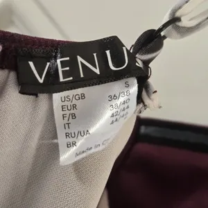 Venus Bodycon Dress Small Burgundy Floral Bustier Midi Stretch Party Cocktail thumbnail 3