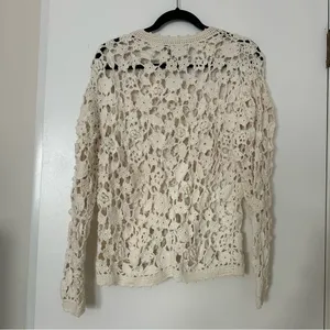 Express Tricot Vintage Crochet Long Sleeve Cotton Blend Top Womens Large Boho thumbnail 5