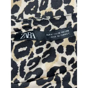 Zara Beige Black Leopard High Neck Animal Print Sleeveless Tank Bodysuit Top M thumbnail 3