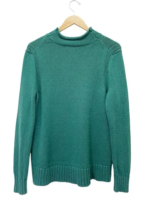 J. Crew Always The 1988 Rollneck Sweater L Emerald Green Cotton Heritage Preppy thumbnail 3
