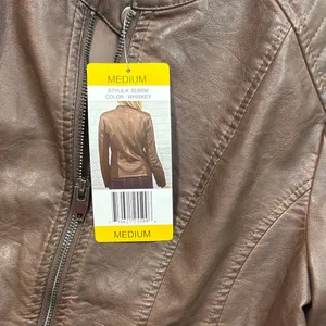 Sebby Collection Elegant Brown Faux Leather Jacket thumbnail 8
