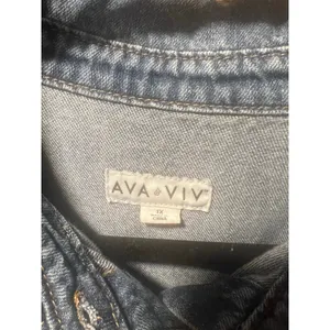 Ava & Viv Plus Size 1X Denim Shirt Dress Belted Button Front Midi thumbnail 5