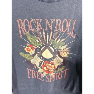 Maurices Sweatshirt Rock N Roll Free Spirit Pullover Large Gray Rocker Graphic thumbnail 3