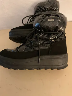 Pajar women black suede nylon puffy platform waterproof wedge boots US 7 thumbnail 7