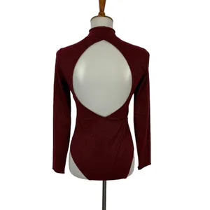 Anthropologie‎ Daily Practice Bodysuit Small Maroon Shimmer Sexy Chic Y2K thumbnail 5