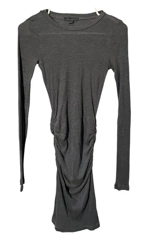 Stateside Women’s Sz XS Kate Ribbed Dress Bodycon Midi Length Dark Gray Long Slv thumbnail 1