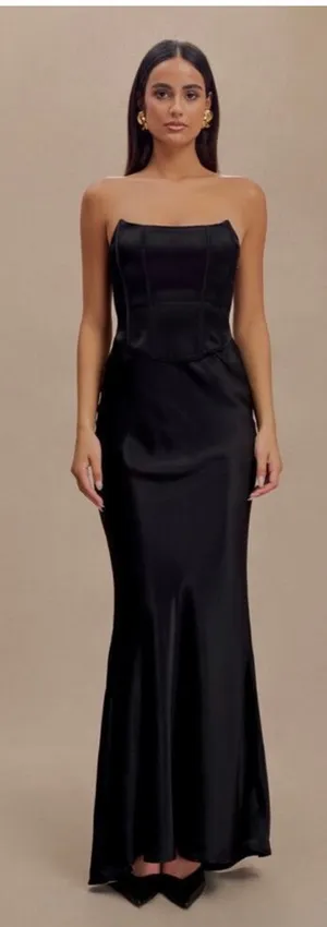 Black corset maxi dress Meshki Harlow dress thumbnail 1