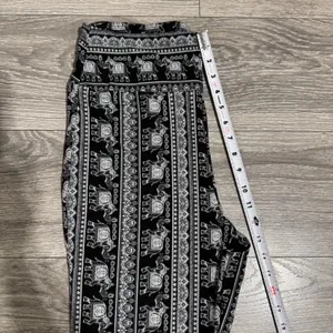Womens Elephant Print Bell Bottom Pants Black White Boho Flare‎ Leg Stretchy XL thumbnail 7