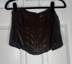 Out From Under Brown Faux Leather Bustier Corset Top Size Small‎ thumbnail 1