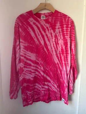 VS PINK Crewneck Tie Dye Cotton Long Sleeve T Shirt Small thumbnail 1