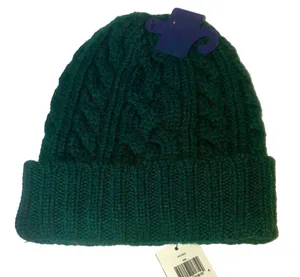 RALPH LAUREN Green Cable Knit Hat w/ Bear Wearing American Flag Sweater O/S NWT thumbnail 4