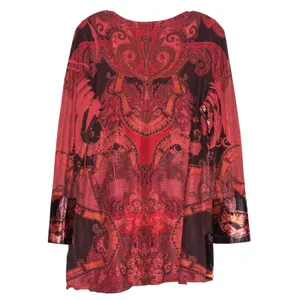Live and let live Tunic Sweater Velvet Whimsigoth Boho Romantic Goth Festival Red Black Size Large thumbnail 2