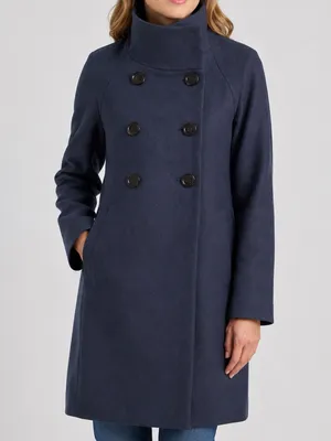 J.Crew Women’s Size 6 Purple Gray Wool Blend Double Breasted Peacoat Jacket Coat thumbnail 2