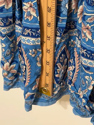 Natural Life Boho Maxi Skirt Size Small Blue Peach Floral Smocked thumbnail 9