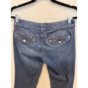 White House Black Market Noir‎ Low Rise Flare Jeans Y2K Blue Denim Size 6R thumbnail 5