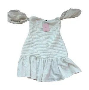 Hello Molly White Off The Shoulder Ruched Mini Dress NWT Size S US 4 Puff Sleeve thumbnail 1
