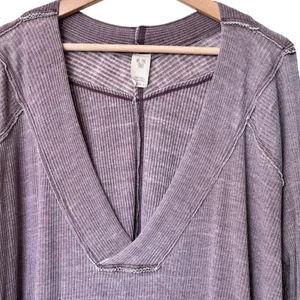 We The Free People Ocean View S Purple Oversized Boho Sweater thumbnail 5