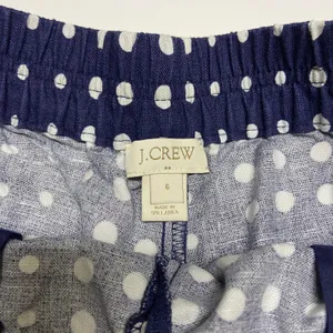 J.Crew Factory Boardwalk Pull-On Shorts‎ Navy White Polka Dot Linen Blend Size 6 thumbnail 6