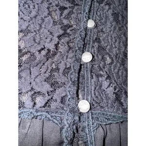 Vintage Jody Lace Peplum Vest Women's XL Sheer Witchy Goth Whimsygoth Fall thumbnail 6