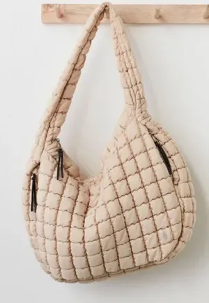 Free People Quilted Carryall Shoulder Bag Quilted Tan Shoulder Bag thumbnail 1