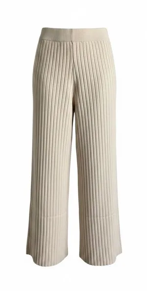 Sincerely Jules Wide-Leg Ribbed Knit‎ Pants in Cream Size Medium thumbnail 1