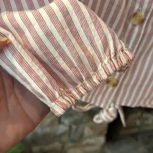 Abercrombie & Fitch Tie Front Stripe‎ Button Front Top, M thumbnail 6