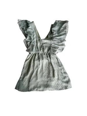 Sage Green Swiss Dot Babydoll Mini Dress - Size S - NWT thumbnail 5