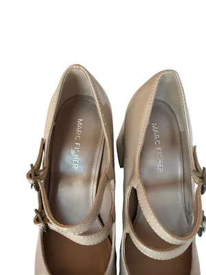 Marc Fisher Charisy Patent Taupe Heel Mary Janes Shoes Double Buckle Size 7.5 thumbnail 7