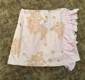 NBD Revolve Pink Corinna Lace Cutout Overlay Skirt Ruffle Asymmetrical Floral thumbnail 1
