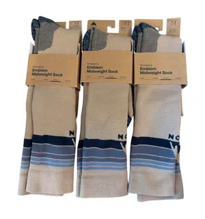 3 Pair Burton Women's Emblem Mid weight Socks snowboard ski taupe M/L NWT thumbnail 1