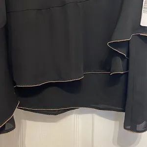 Parker Sleeveless Halter Roslyn Top - Black with Gold Trim, NWT thumbnail 4