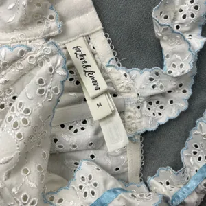 For Love & Lemons Eyelet Corset Top Size M White Blue Ribbon SKBR1513-SU21 thumbnail 3