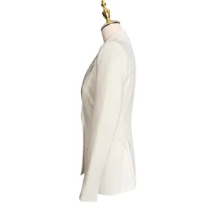 Zara Womens Cream White‎ Satin Lapel Tailored Single Button Blazer XS thumbnail 5