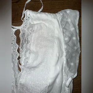 American Eagle Outfitters Eyelet Ruffle White Backless Romper thumbnail 7