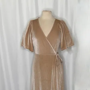 BALTIC BORN Meghan Velvet Wrap Maxi Dress Champagne Holiday Party Stretch Large thumbnail 3