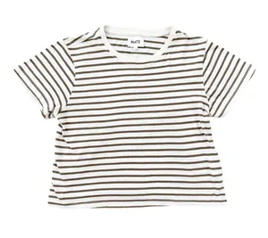 MATE the Label Cropped Striped Crewneck Tee Olive S thumbnail 1