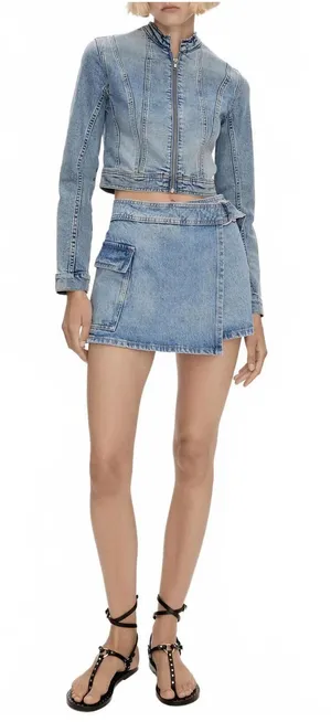 Mango Cotton Denim Skort NWT Medium Blue Small thumbnail 1