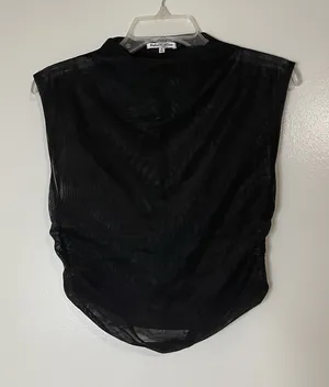 REFORMATION Lindy sheer mesh high neck sleeveless cinched black top size Small thumbnail 1