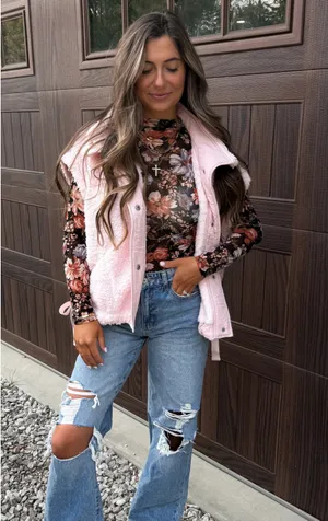 These Three Boutique Pink Sherpa vest thumbnail 2