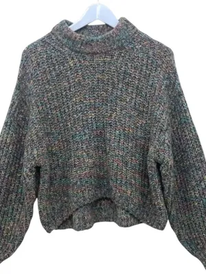 Urban Outfitters Casey Mock Neck Sweater S Multicolor Marled Relaxed Cozy Chic thumbnail 3