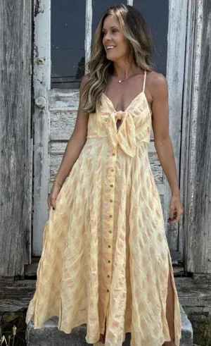 FREE PEOPLE Via Gingham Cotton Seersucker Sundress Creamsicle Combo Eve Medium thumbnail 1