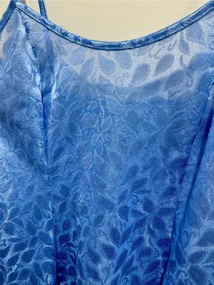 Vintage Y2K Petra Fashions Blue Burnout Floral Mini Dress Made USA thumbnail 4