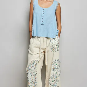 POL Textured Knit Round Neck Tank with‎ Lace Detail thumbnail 5