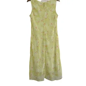 Studio Y Vintage 90s‎ Teacher Yellow Floral Sleeveless Midi Dress Size 13/14 Made in USA thumbnail 5