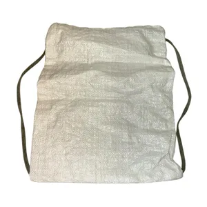 Beba Drawstring Backpack White Woven‎ Sack Bag Minimalist Lightweight Gym Travel thumbnail 4