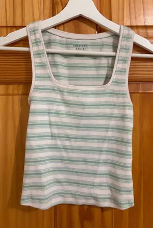 American Eagle Size XS Blue Ribbed Striped Tank Top thumbnail 1