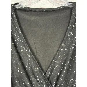 Black Glitter Mesh Long Sleeve Large Dress thumbnail 4