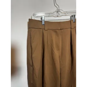 OGL Women M High Waisted Pleated Trousers Brown Wide Leg Dress Pants NEW thumbnail 6