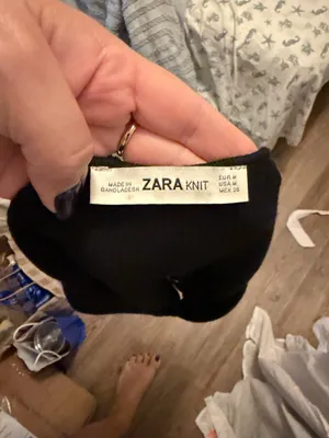 Zara Black Deep V Crop Top with Waist Cutouts, Sz M thumbnail 4
