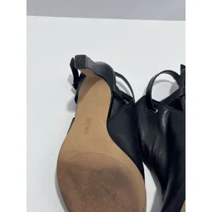 Vince Camuto Neveah Black Leather Peep-Toe Slingback Heel Sandal Silver Size 7 thumbnail 7